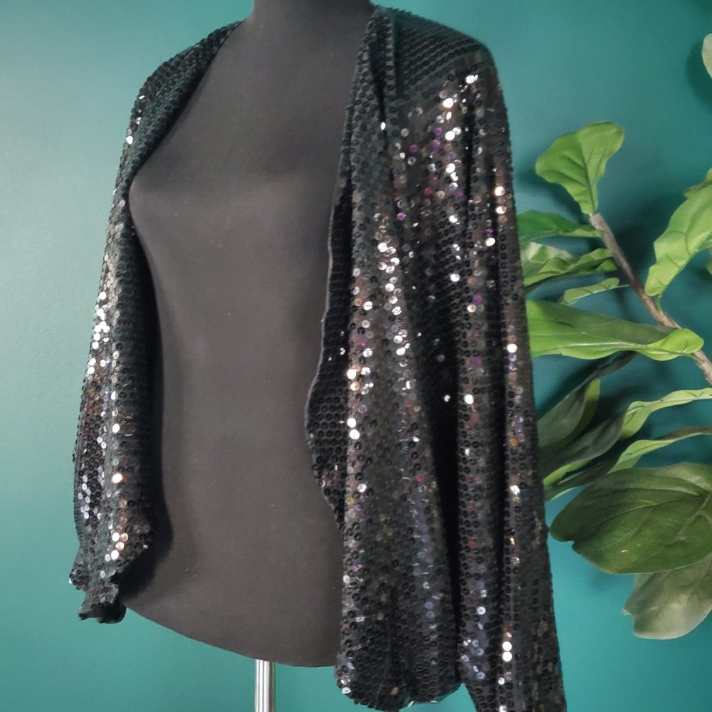 Silk Sequined Batwing Sleeve Top